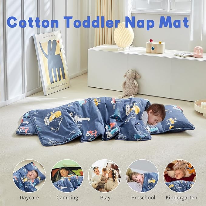 Toddler Nap Mat with Removable Pillow, Ultra Soft Slumber Bags - Image 5