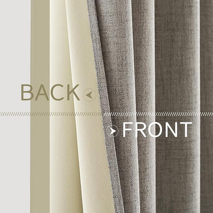 MIULEE Linen Texture Curtains for Bedroom Solid 100% Blackout Thermal Insulated - Image 6