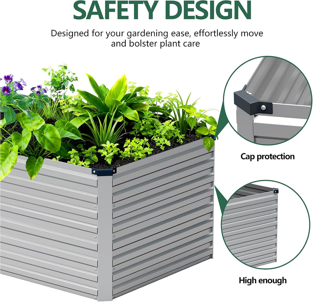 Vengarus 12x2x2ft Galvanized Raised Garden Bed,Metal Raised Beds Kit Silver