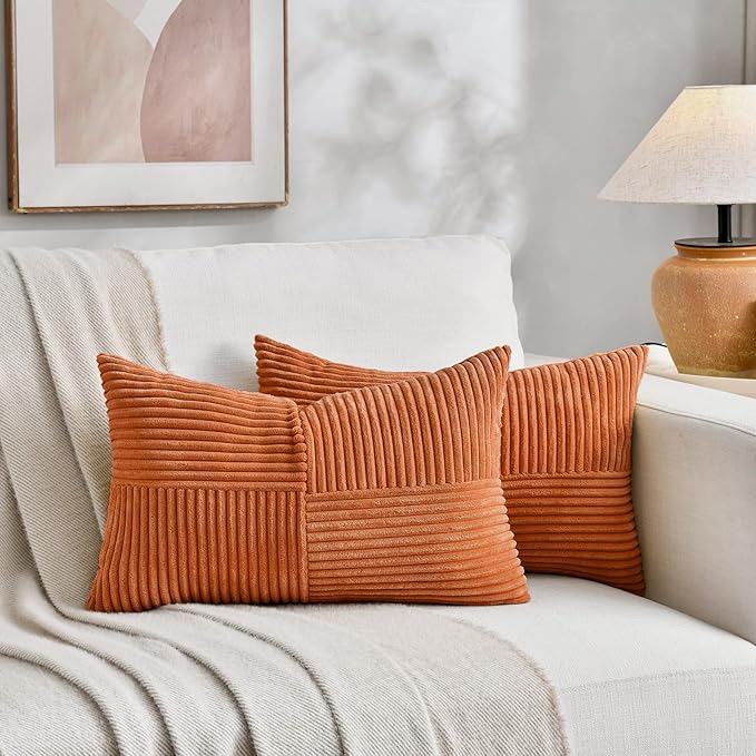 Fancy Homi 2 Packs Orange Long Lumbar Decorative Throw Pillow Covers 12x24 Inch - Image 5
