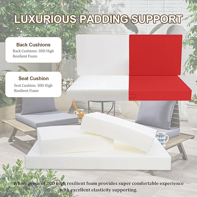 Outdoor Loveseat Cushion Set 46 x 26 Inch, Waterproof & Fade-Resistant Deep - Image 6