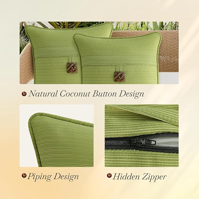 Outdoor DecorativePillows with Coconut Button Pack of 4, Chartreuse - Image 4