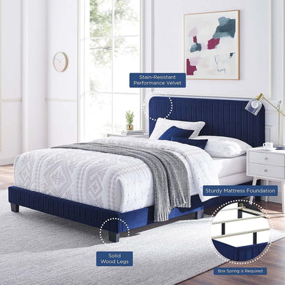 modway celine channel tufted performance velvet king bed, front angle view