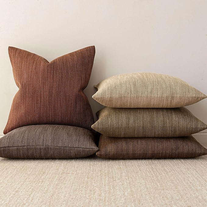 Foindtower Set of 2 Decorative Textured Burlap Linen Throw Pillow Covers - Image 6
