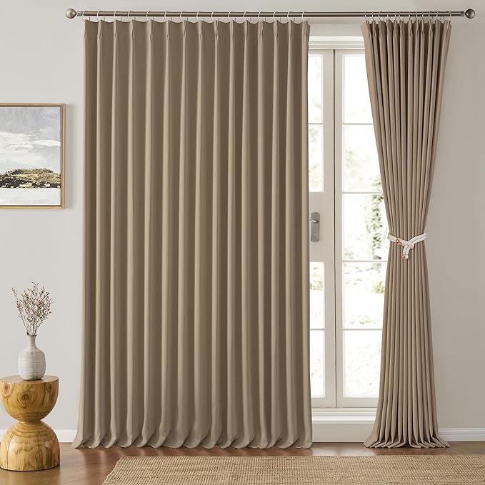 Extra Wide Pinch Pleated Blackout Living Room Bedroom Curtains, Triple Weave by KEQIAOSUOCAI