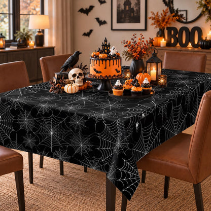 12 Pack Halloween Tablecloth, 108 x 54 in Spider Web Table Cloth