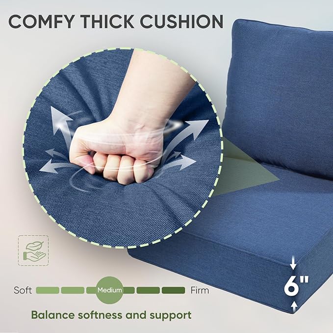 Outdoor Chair Cushions Set of 3, Waterproof 24x24 Patio Chair Cushion, Couch - Image 5