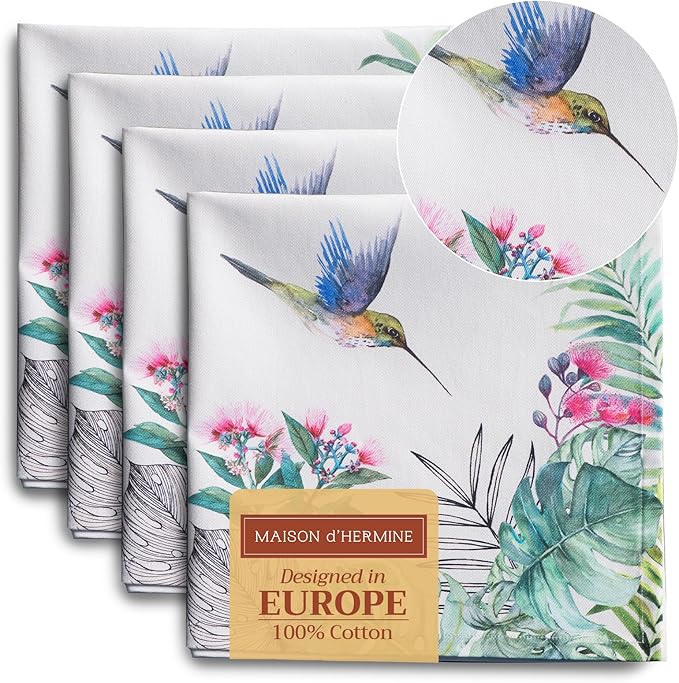 Maison d' Hermine Cloth Napkins Set of 4 100% Cotton Everyday Reusable Square by MaisondHermine