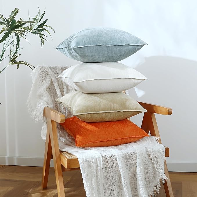 Stellhome Set of 4 Soft Textured Decorative Throw Pillow Covers Accent Solid - Image 7