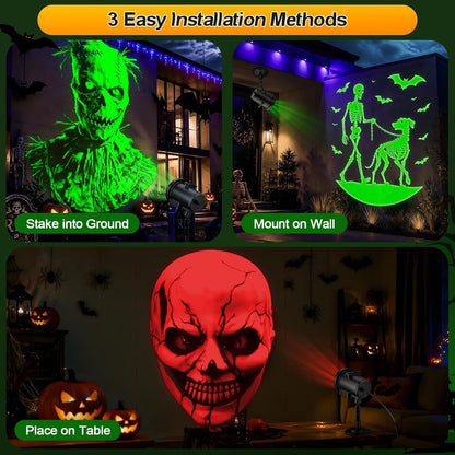 12-in-1 Halloween Projector Lights, Dynamic Projection Light with Skull