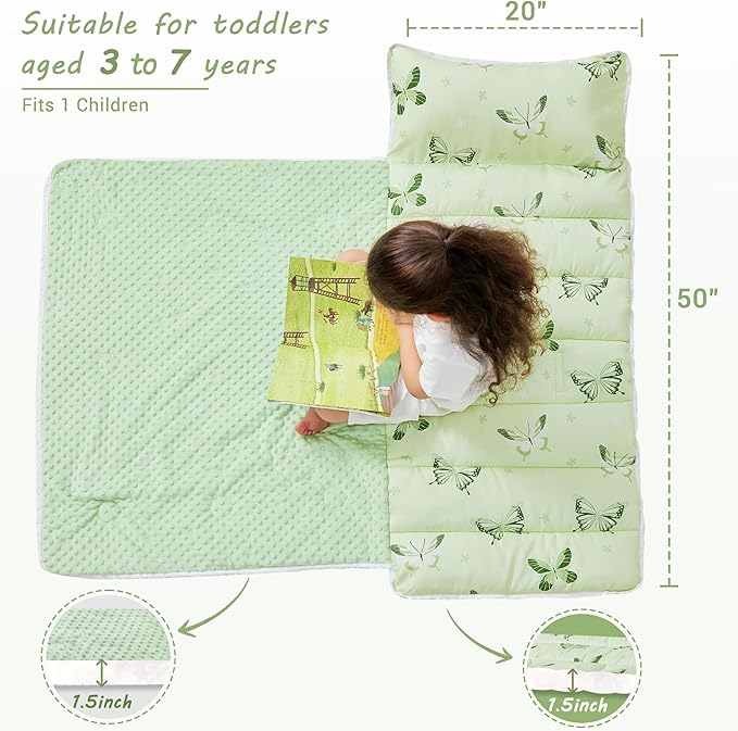 Toddler Nap Mat with Pillow and Blanket, Extra Large Rolled Napping Mats - Image 4