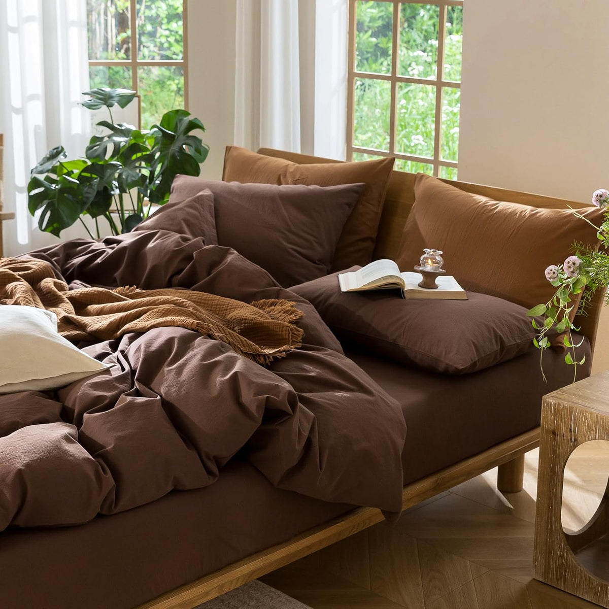 moomee duvet cover set 100% washed cotton linen, view 9