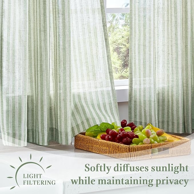 jinchan Striped Linen Kitchen Curtains - Image 6