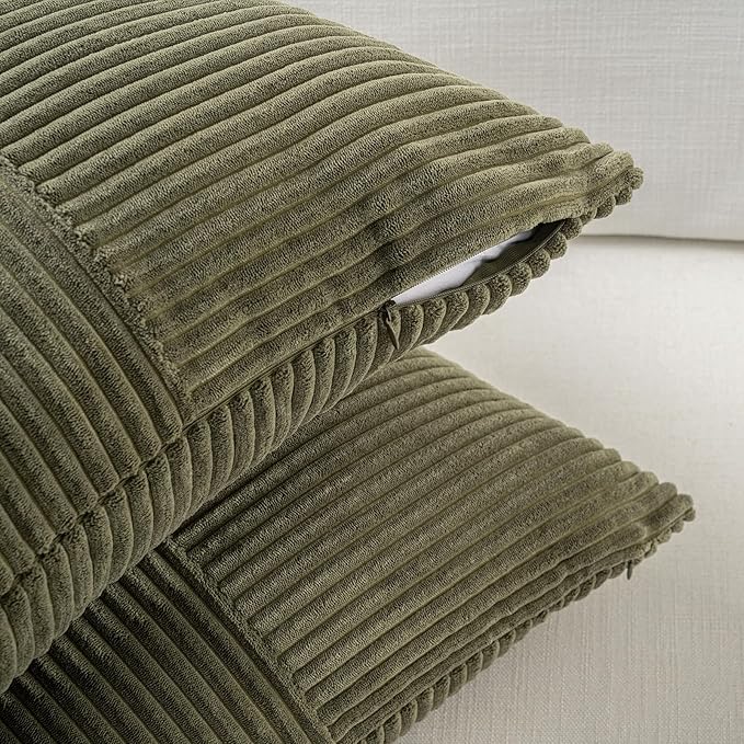 Fancy Homi Set of 2 Olive Green Boho Long Lumbar Body Decorative Throw Pillow - Image 4