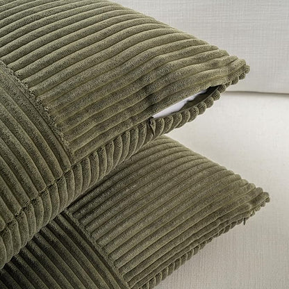 Fancy Homi Set of 2 Olive Green Boho Long Lumbar Body Decorative Throw Pillow - Image 4