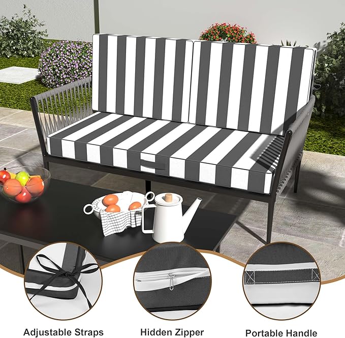 Outdoor Loveseat Cushion Set 46 x 26 Inch, Waterproof & Fade-Resistant Deep - Image 5