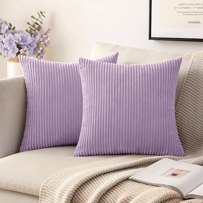 MIULEE Winter Pack of 2 Corduroy Pillow Covers Soft Soild Cushion Cases by MIULEE