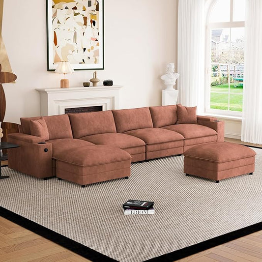 148.7" U Shaped Cloud Sofa Couch by Unknown