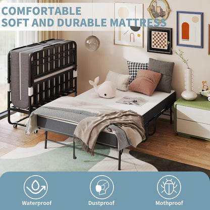 folding bed with 5 inch mattrees, 75"x46" rollaway on a desk or shelf