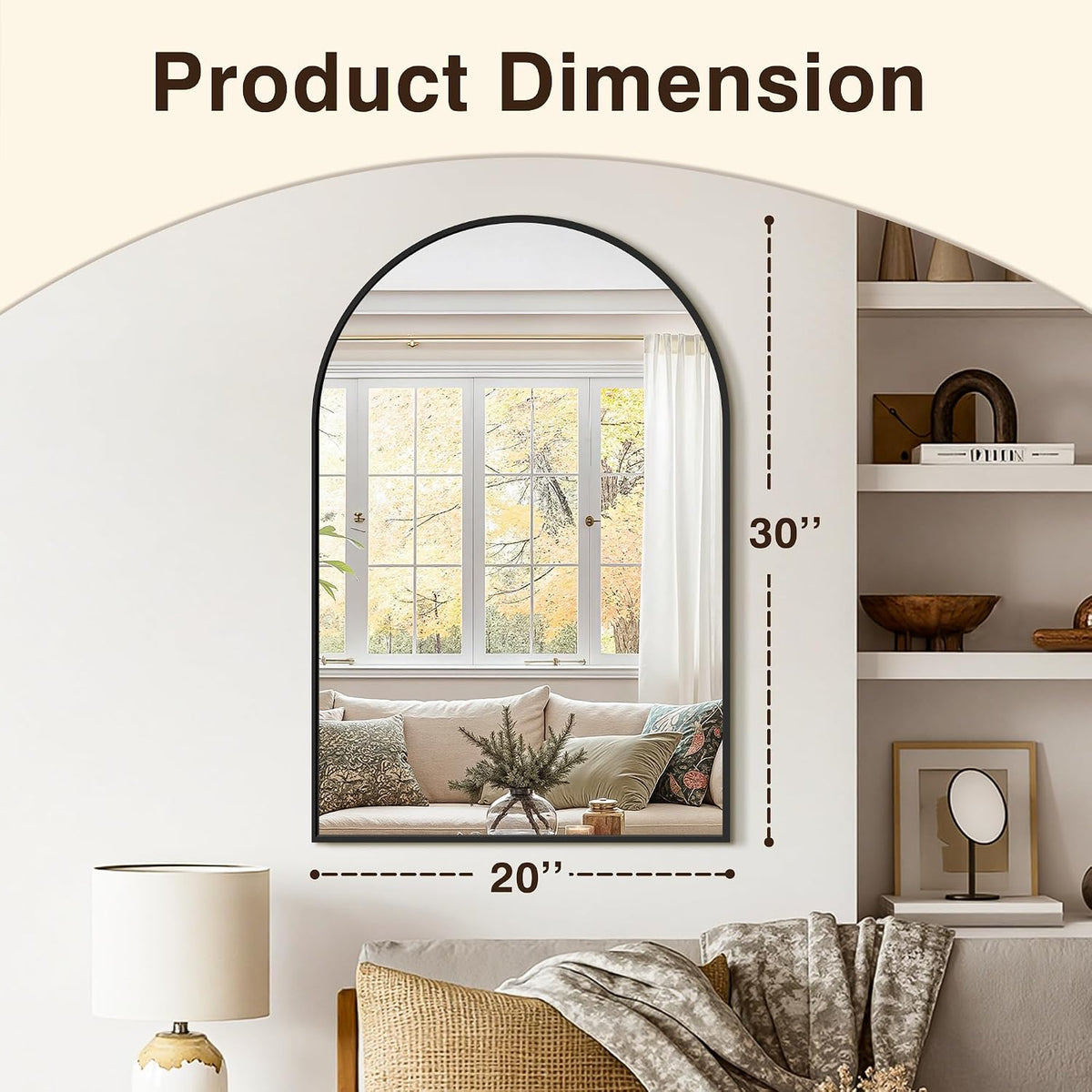 arched bathroom vanity mirror for over sink, 2, close-up detail