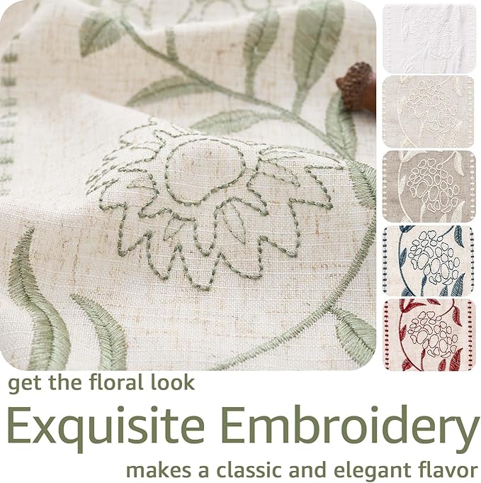 jinchan Winslow Linen Curtains for Bedroom 63 Inches Length Embroidered - Image 4