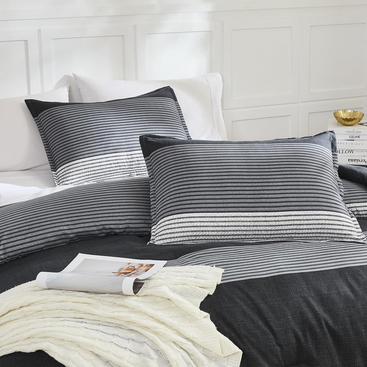 litanika full comforter set black - 3 pieces, package contents