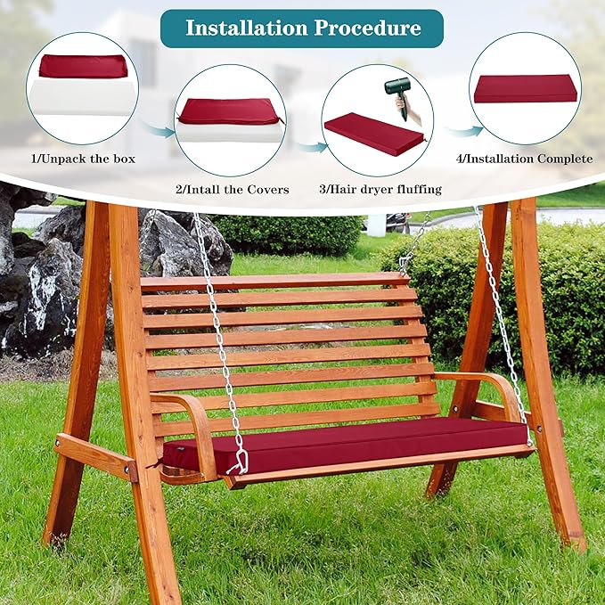 Outdoor Bench Cushions 59 x 18 Inch Thick Waterproof Porch Swing Cushions - Image 6