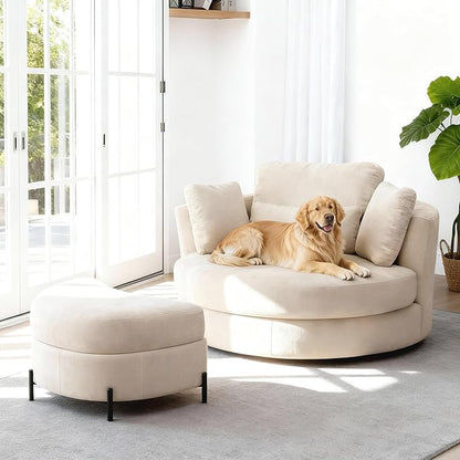 Aoiy & Wifon 50.2'' W Oversized Swivel Barrel Chair by AoiyWifon