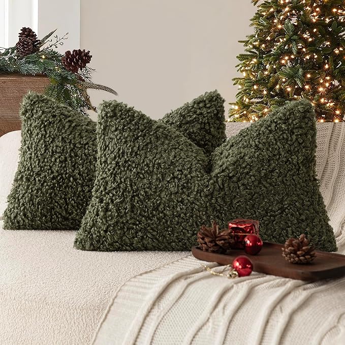 Foindtower Set of 2 Curly Teddy Wool Pillow Covers Decorative Boucle Textured by Foindtower