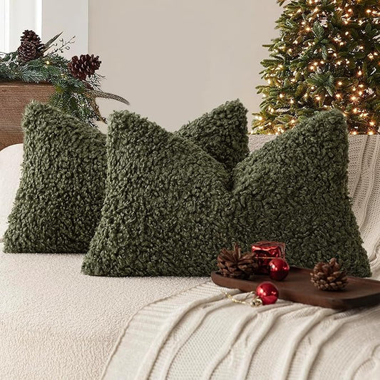 Foindtower Set of 2 Curly Teddy Wool Pillow Covers Decorative Boucle Textured by Foindtower