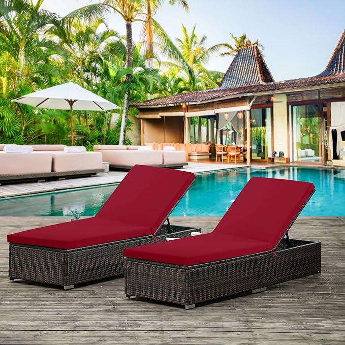 Chaise Lounge Cushions Outdoor Set of 2 - Image 9