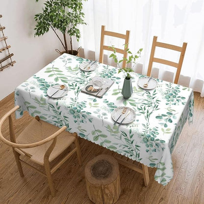 Sage Green Leaves Tablecloth Plant Watercolor Eucalyptus Branches Table Cloth - Image 5