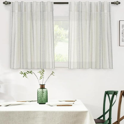 DriftAway Farmhouse Vertical Striped Linen Blend Textured Light Filtering Semi by DriftAway