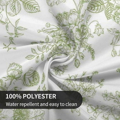 Sage Green Floral Tablecloth Round 70×70 Inch - Image 7