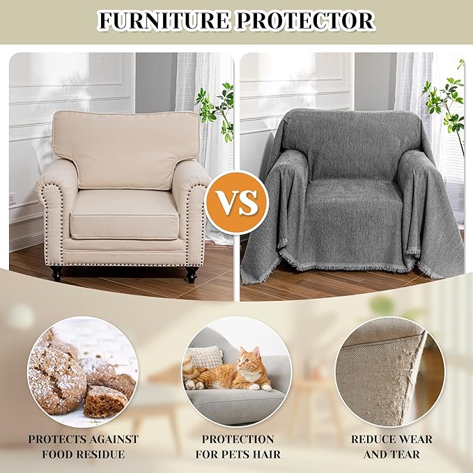 MEETSKY Small Couch Cover Oversized Chair Cover Washable Sofa Cover Grey Couch - Image 3