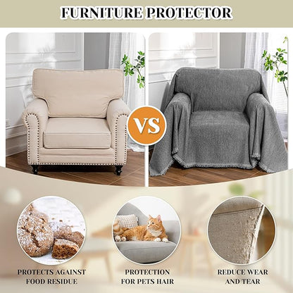 MEETSKY Small Couch Cover Oversized Chair Cover Washable Sofa Cover Grey Couch - Image 3