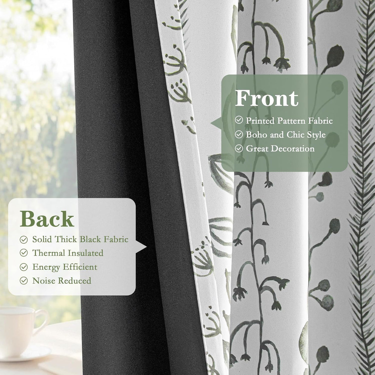 meetsky sage green blackout curtains 63 inches long, package contents