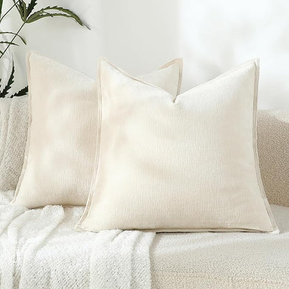 Stellhome Pack of 2, Soft Chenille Soild Throw Pillow Covers Accent Cushion by Stellhome