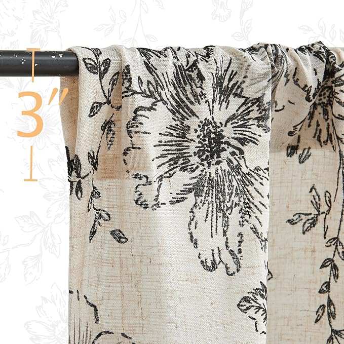 jinchan Linen Kitchen French Floral Tier Curtains 30 Inch Farmhouse Vintage - Image 7
