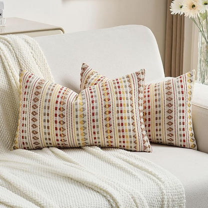 FUTEI Brown Red Decorative Throw Pillow Covers 12x20 Inch Set of 2, Soft Cozy by FUTEI