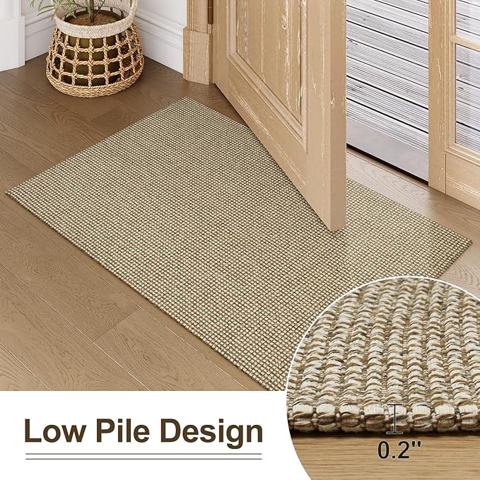 Uphome Kitchen Runner Rug, Low Pile Woven Cotton Modern Carpet Runners - Image 4