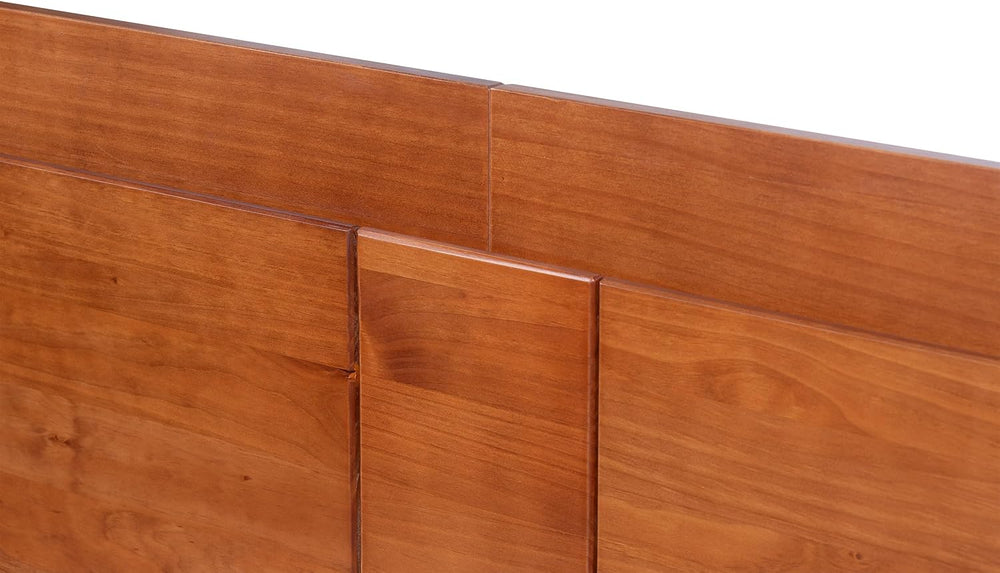 memomad Bali Slim Set: Bed + Flat Headboard, Queen Size, Caramel Brown