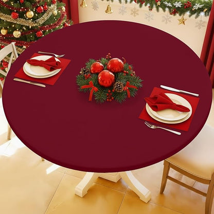 Round Spandex Tablecloth, Elastic Fitted Waterproof Tablecloths by Moosfor