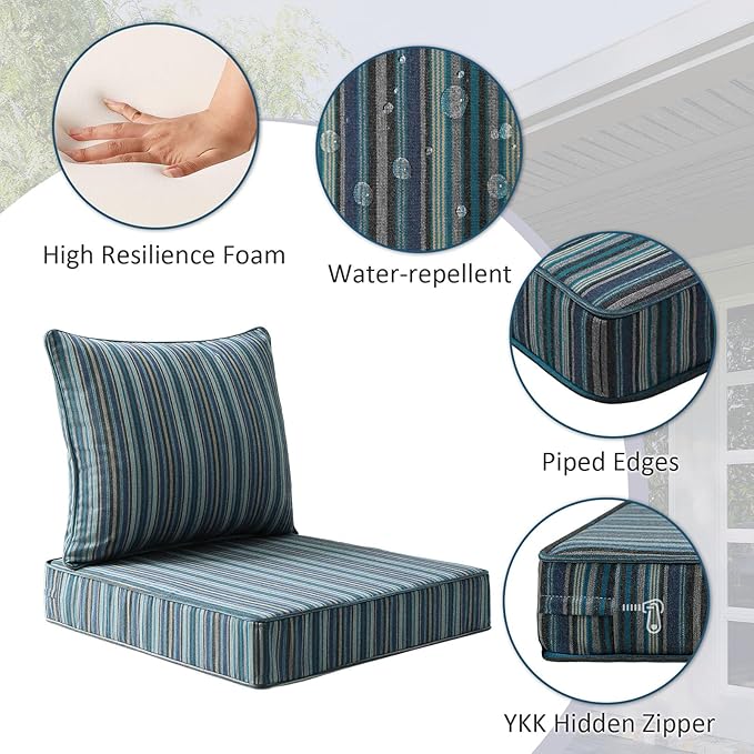 Sunbrella Outdoor Patio Chair Cushions Set, Water-Repellent, Fade Resistant - Image 4