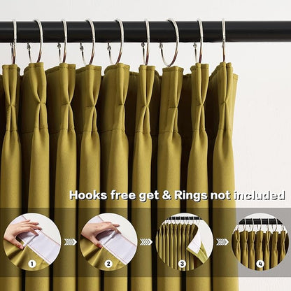 KEQIAOSUOCAI Yellow Pinch Pleated Curtains 120 Inch Length 2 Panels Set Noise - Image 2