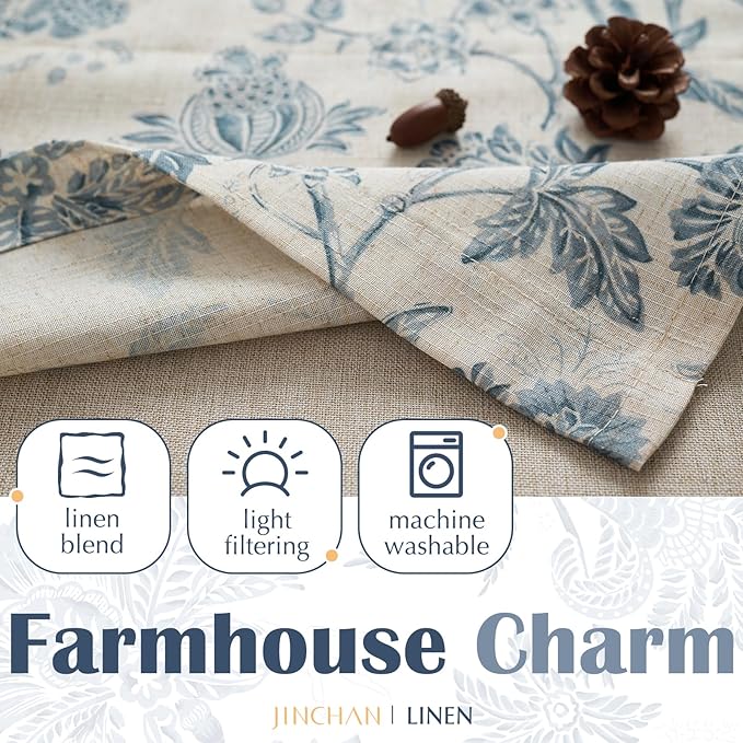 jinchan Floral Valance Curtain Linen Kitchen Valance - Image 3