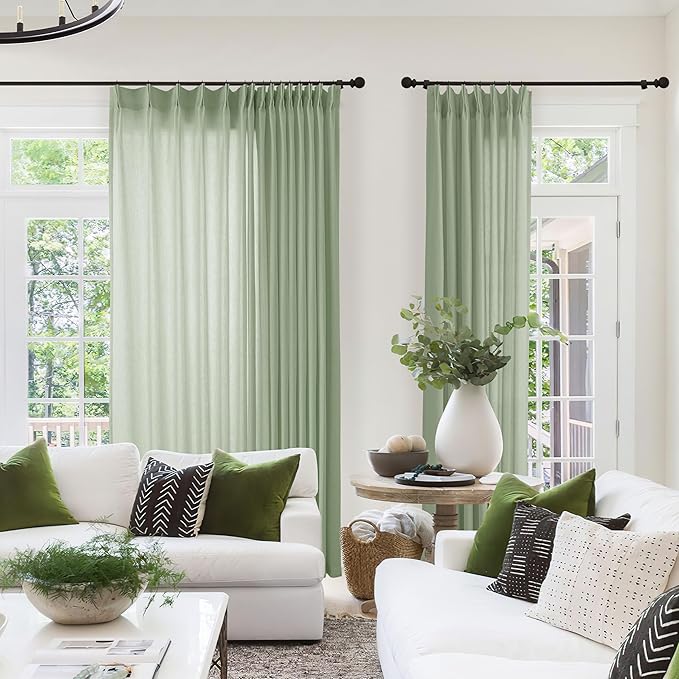 Pinch Pleat Linen Sheer Curtains 96 Inches Long 100 Inch Wide - Image 7
