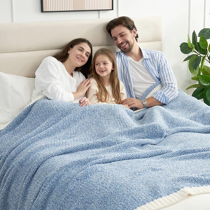Snuggle Sac Heather Blue Bed Blanket Oversized Twin XL 66x90, Super Soft Warm - Image 6