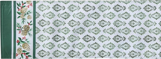 Newbridge Christmas Holly Pinecone Border 70 Inch Long Fabric Table Runner by HomeBargainsPlus