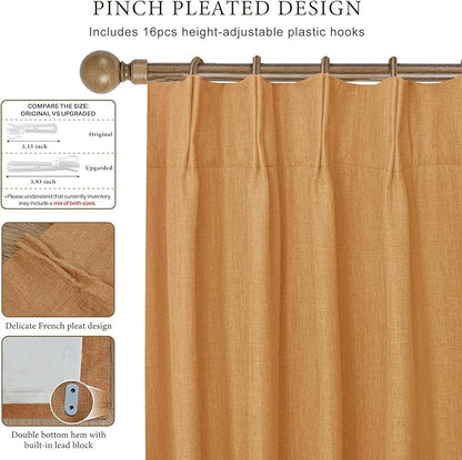 IVAPUPU Linen Pinch Pleated Full Blackout Curtains - Image 3